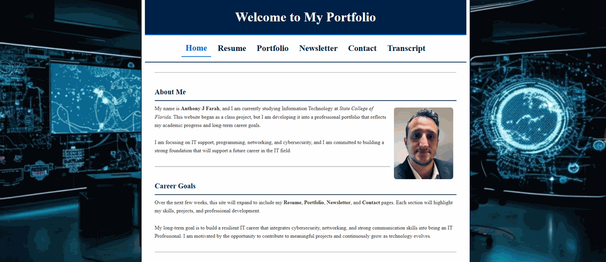 SCF Project Website homepage screenshot
